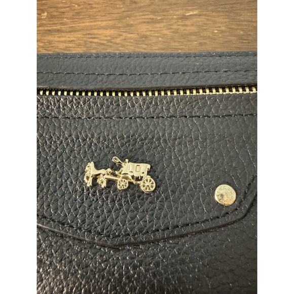 Coach Medium ID Zip Around Wallet Black Pebble Leather - Picture 2 of 5